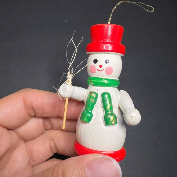 Vintage Lot of 3 Wooden Rocking Horse, Snowman & Soldier Christmas Ornaments - Picture 6 of 6